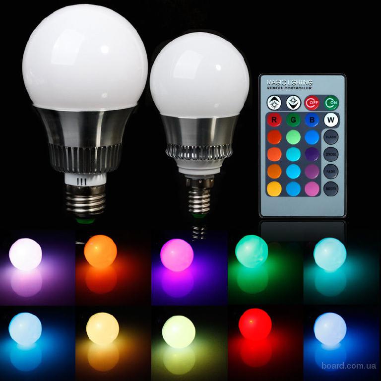 3W RGB Лампа, різнокольорова лампа LED, цоколь Е14 - продам. Ціна 125 ...