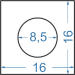 Алюминиевый пруток квадратный 16x16, отв. 8,5 мм